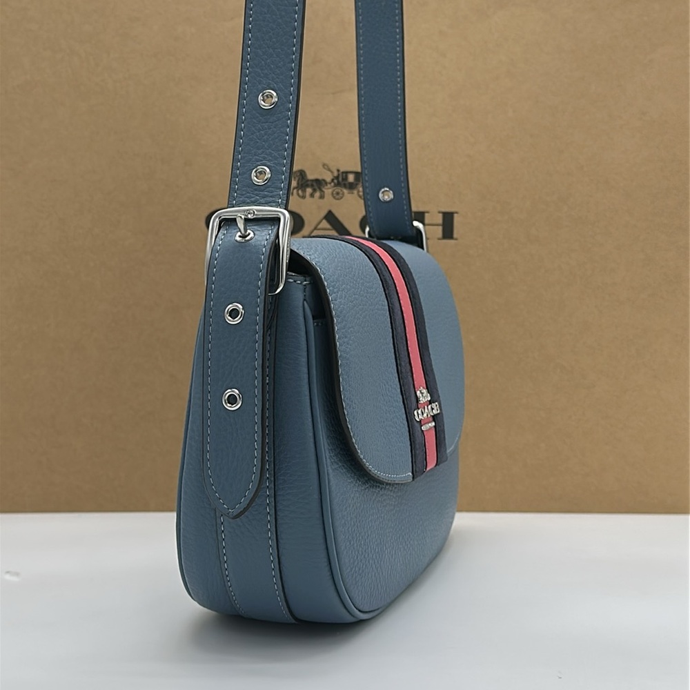 COACH Marie Saddle Bag With Varsity Stripe - Picture 6 of 16